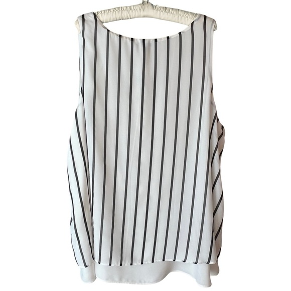 Torrid New Tank Striped Georgette Double Layer Swing Top Off White Black 3X NWT - Picture 11 of 14